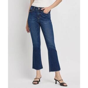 Zara High Rise Kick Flare Jeans Dark Blue Wash Size 6 No Holes No Rips